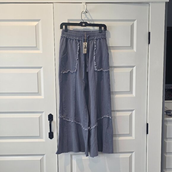 NWT: Easel Drawstring Wide Leg Terry Knit Pants - Picture 4 of 7